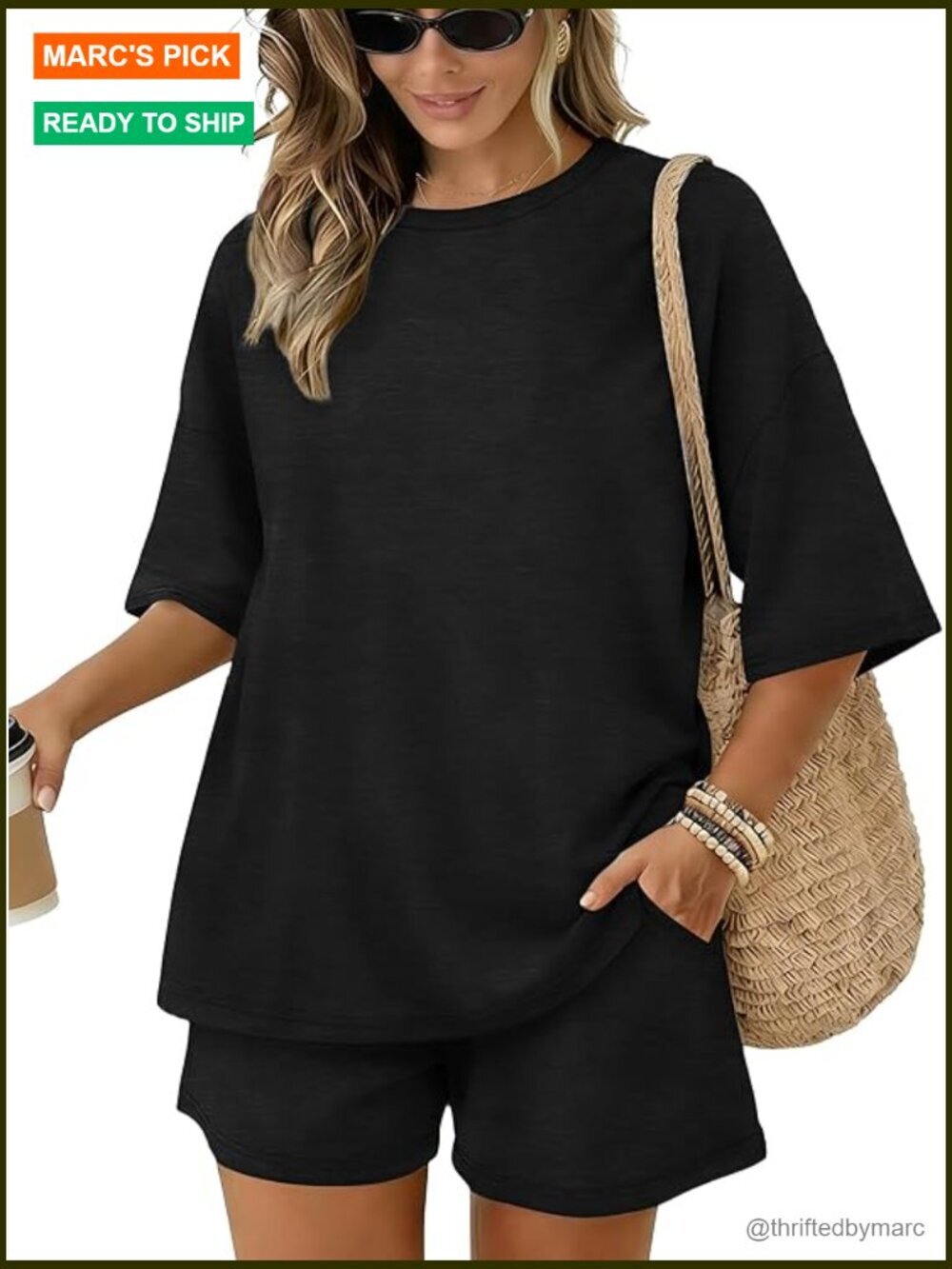 Oversized Short Sleeve Top and Drawstring Shorts Lounge Set, Lightweight